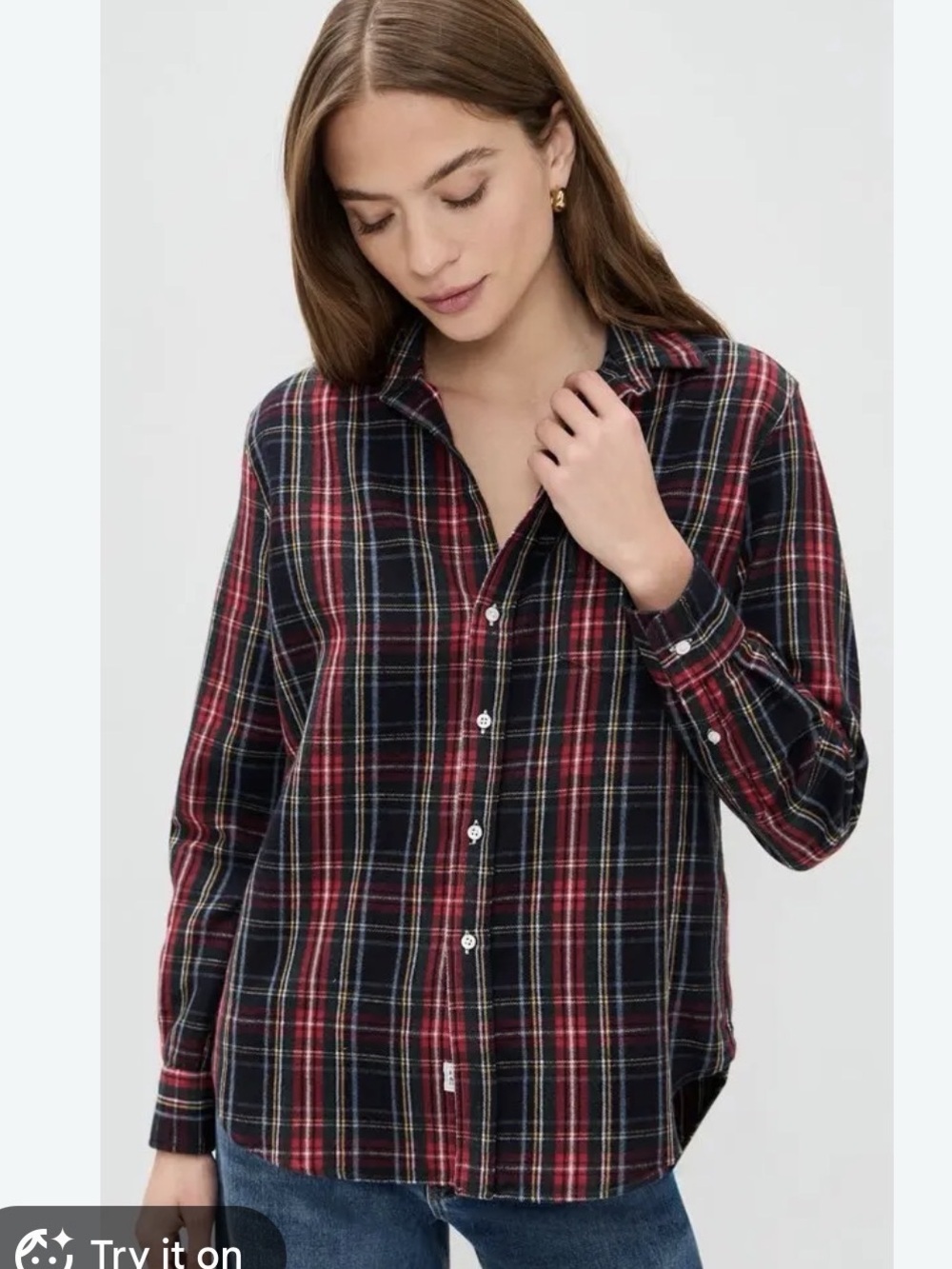 Frank & Eileen Plaid Button Down in Black & Red Size Small